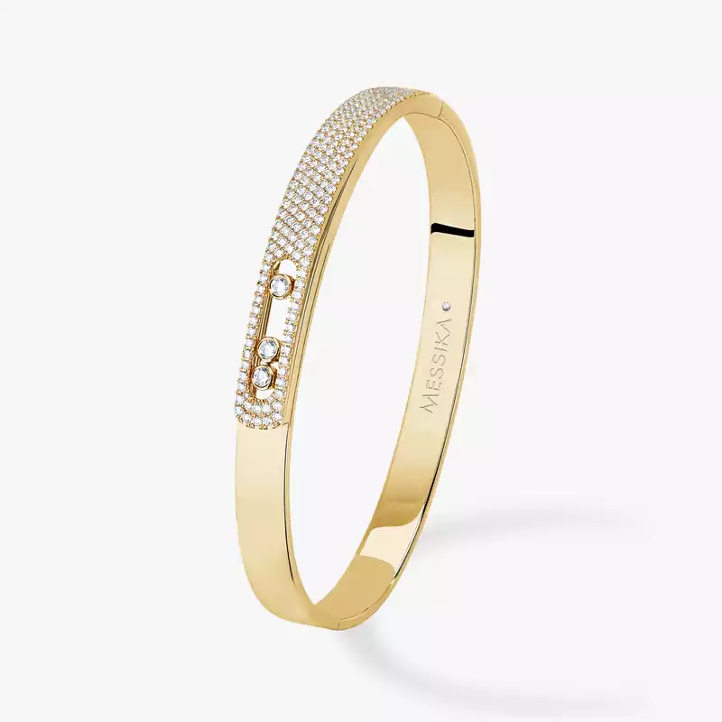 Move Noa MM Pavé Bangle Large Size Yellow Gold For Her Diamond Bracelet 13913-YG