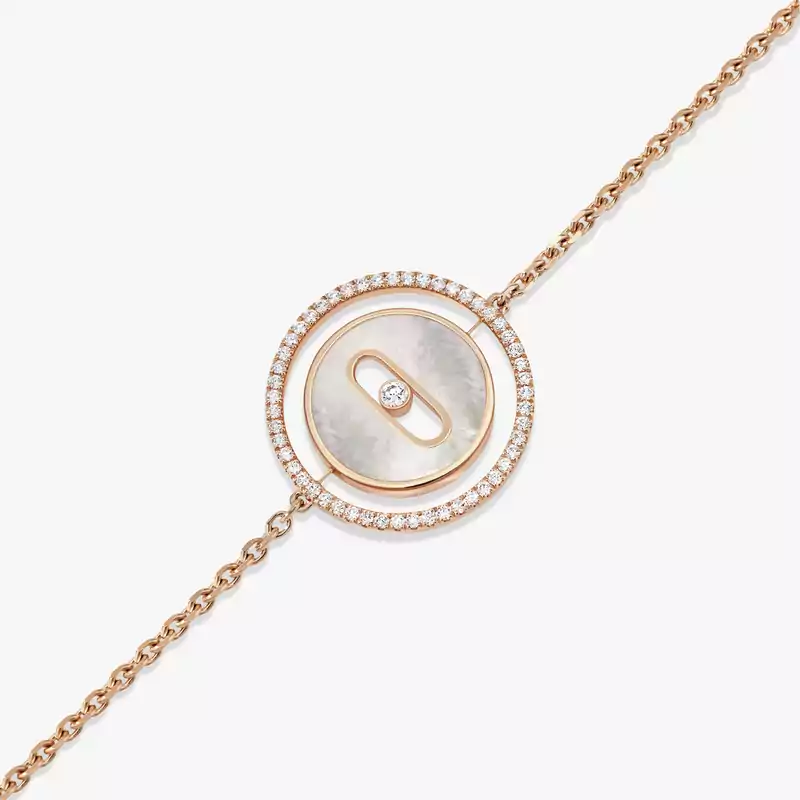 Bracelet For Her Pink Gold Diamond Lucky Move SM White Mother-of-Pearl 11653-PG