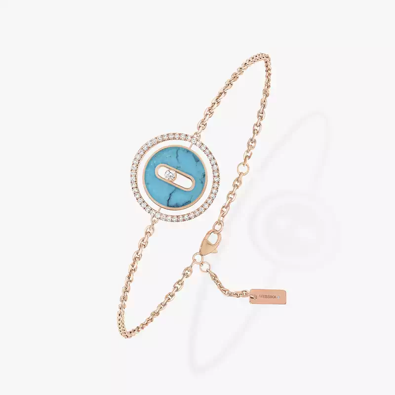 Bracelet For Her Pink Gold Diamond Lucky Move SM Turquoise  11652-PG