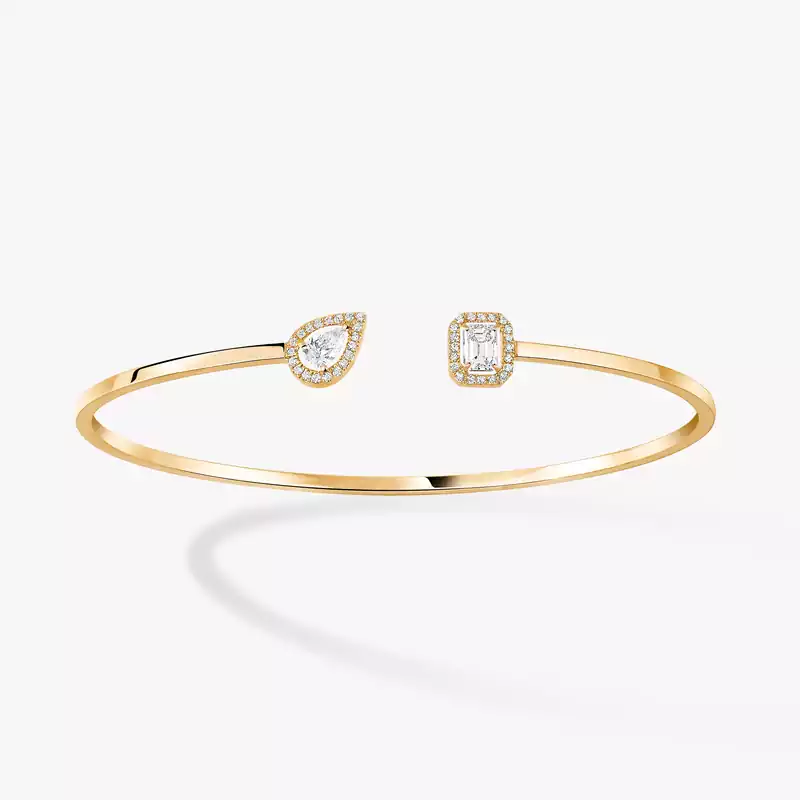 Bracelet For Her Yellow Gold Diamond My Twin Toi & Moi Thin Bangle 0,15ct x2 07222-YG