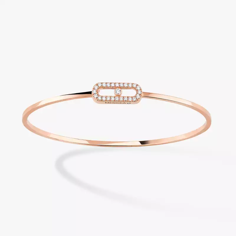 Bracelet For Her Pink Gold Diamond Move Uno Pavé Flex Bangle 11134-PG