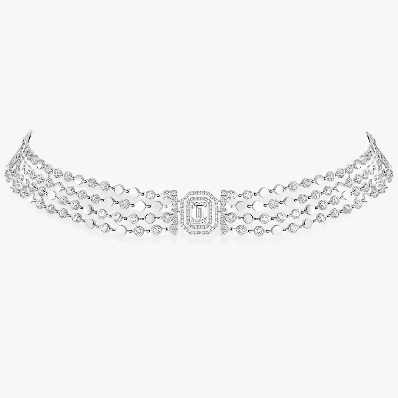 Necklace For Her White Gold Diamond D-Vibes Multi-Row Necklace 12434-WG