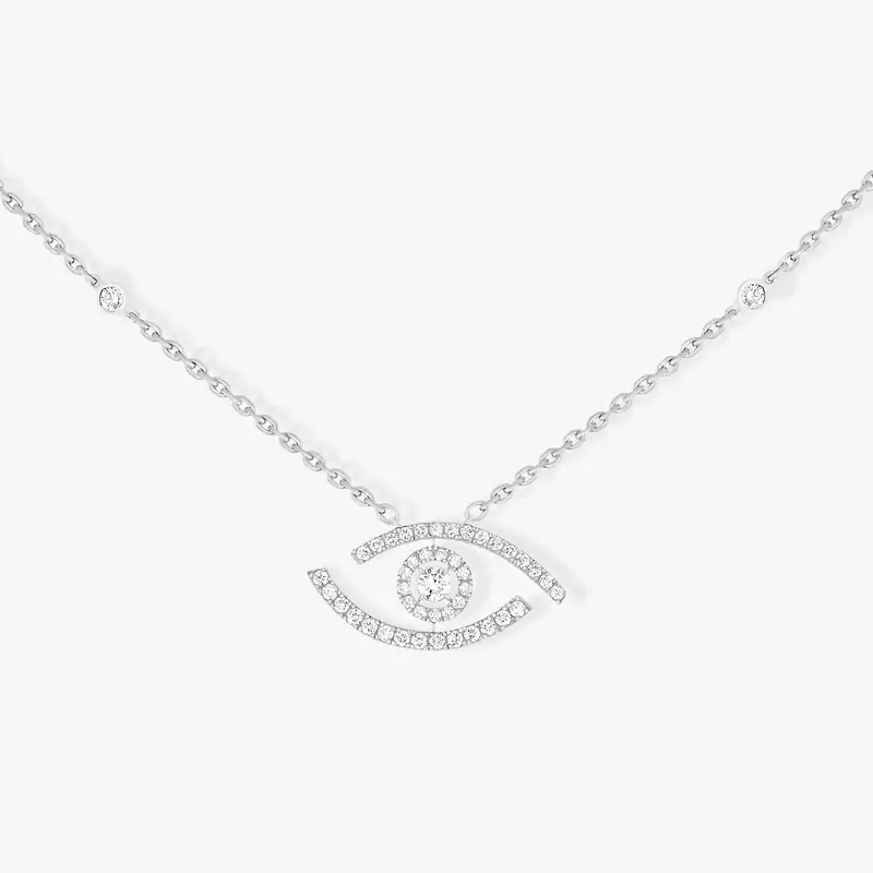 Collar Mujer Oro blanco Diamante Collar Lucky Eye Pavé 07525-WG