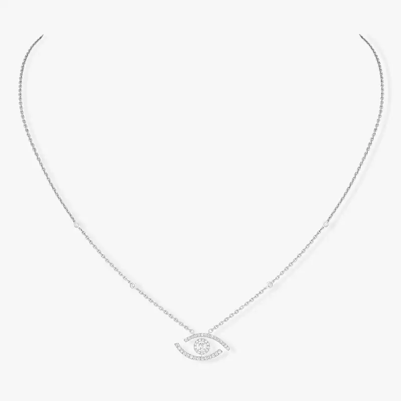 Mit Diamanten ausgefasste Lucky Eye Halskette Für sie Diamant Kette Weißgold 07525-WG