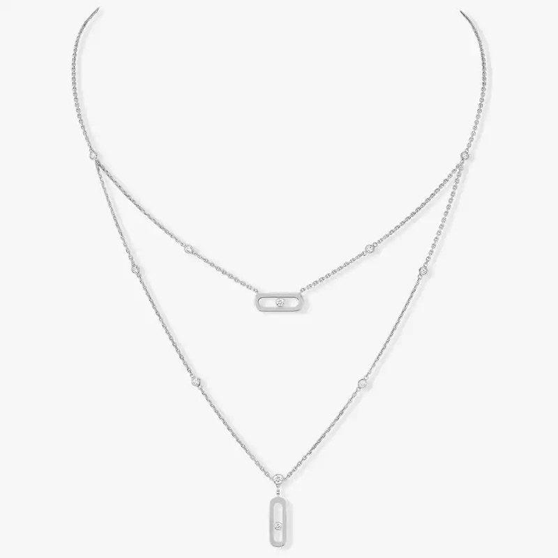Necklace For Her White Gold Diamond Move Uno 2 Rows  08852-WG