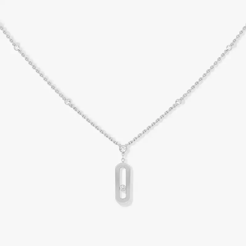 Long Move Uno White Gold For Her Diamond Necklace 10111-WG