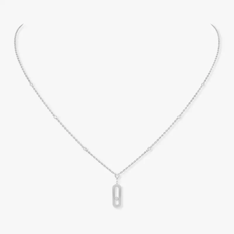 Necklace For Her White Gold Diamond Move Uno Long Necklace  10111-WG