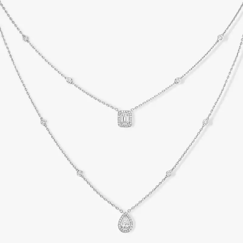 Collar Mujer Oro blanco Diamante My Twin 2 Cadenas 06506-WG