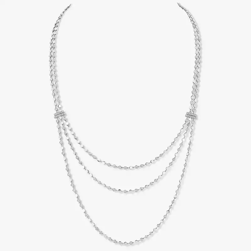 D-Vibes Multi-Row Long Necklace White Gold For Her Diamond Necklace 12435-WG