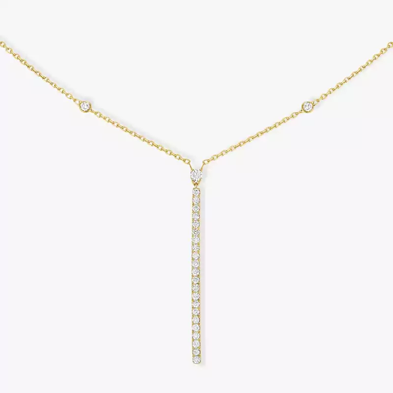 Necklace For Her Yellow Gold Diamond Gatsby Vertical Bar 05448-YG
