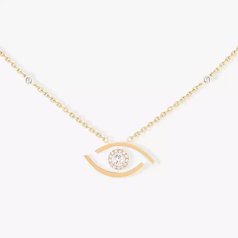 Necklace For Her Yellow Gold Diamond Lucky Eye 07524-YG