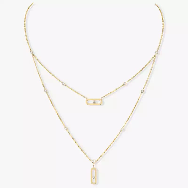 Necklace For Her Yellow Gold Diamond Move Uno 2 Rows  08852-YG