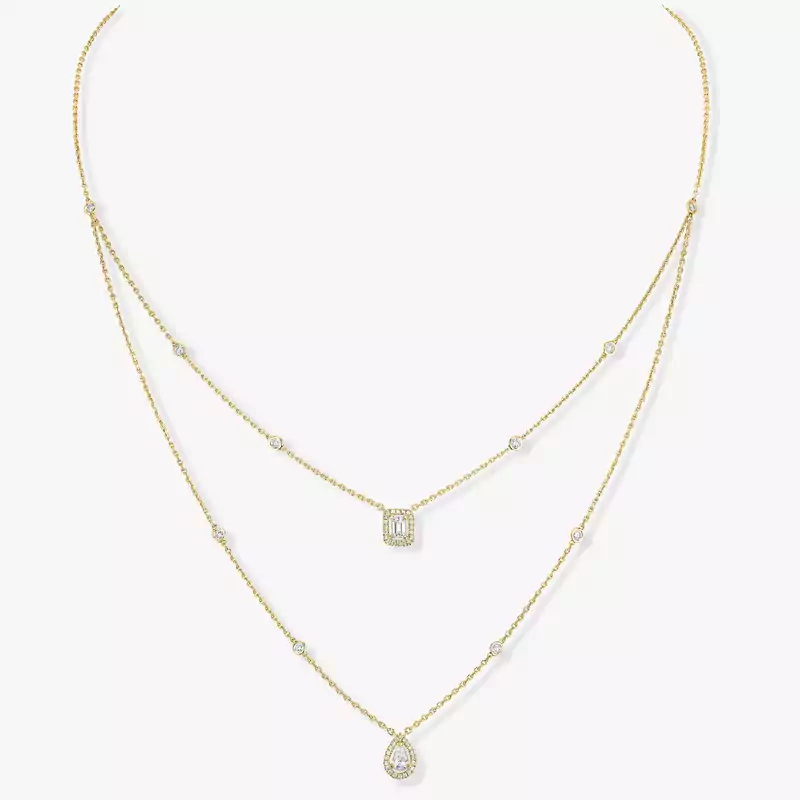 My Twin 2 Rows Yellow Gold For Her Diamond Necklace 06506-YG