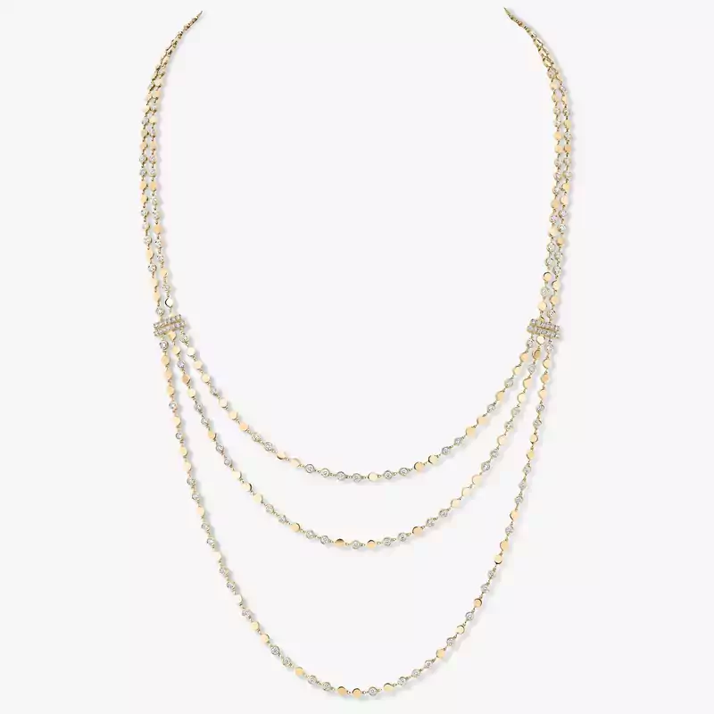 Necklace For Her Yellow Gold Diamond D-Vibes Multi-Row Long Necklace 12435-YG