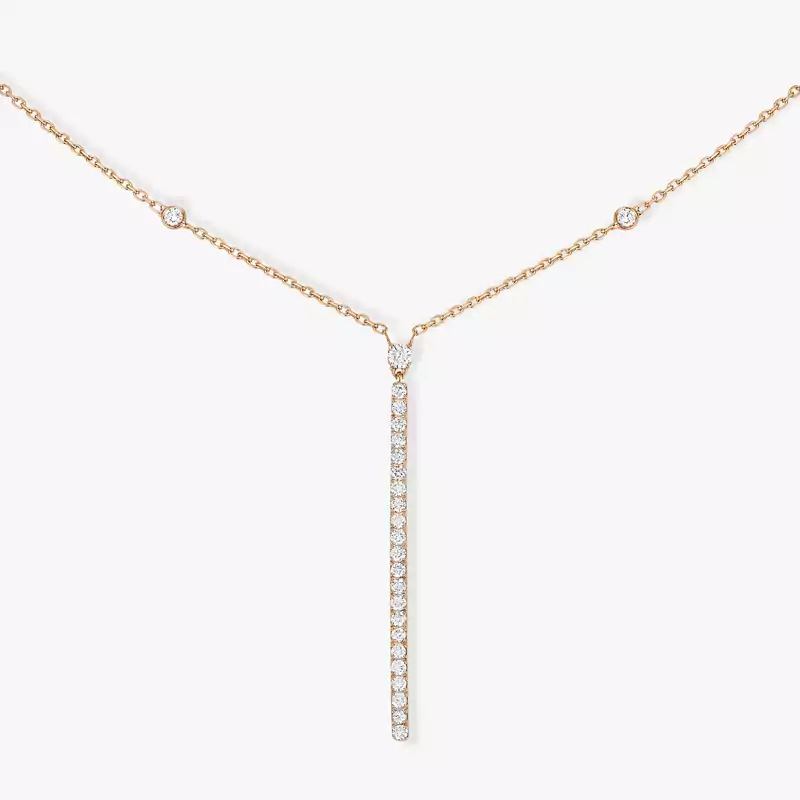 Gatsby Vertical Bar Pink Gold For Her Diamond Necklace 05448-PG