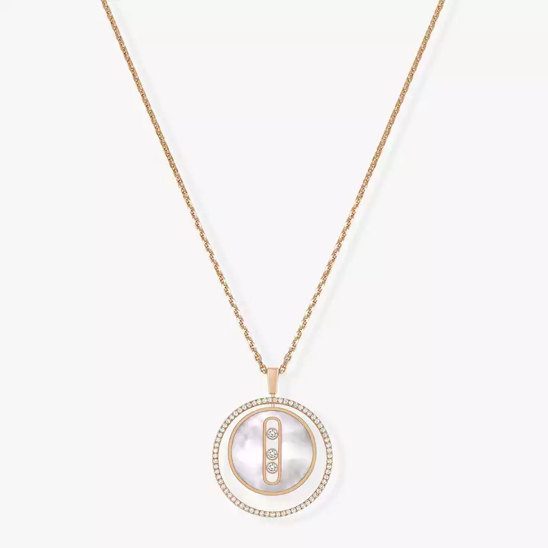 White mother-of-pearl Lucky Move MM Pink Gold For Her Diamond Necklace 10834-PG