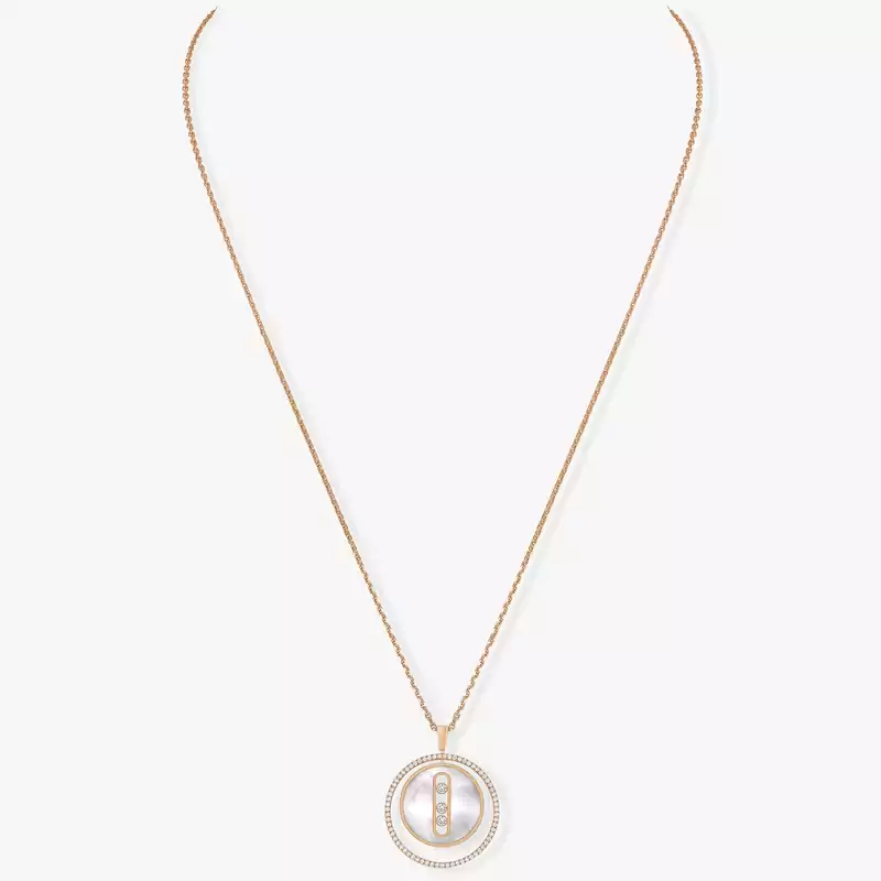 White mother-of-pearl Lucky Move MM Pink Gold For Her Diamond Necklace 10834-PG