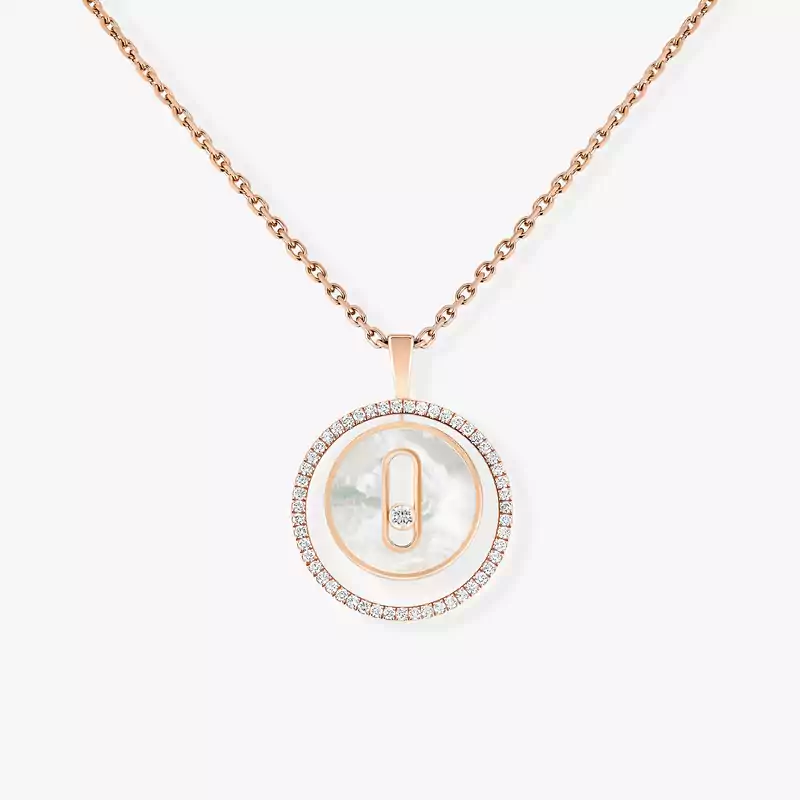 White Mother-of-Pearl Lucky Move SM Necklace Pink Gold For Her Diamond Necklace 11650-PG