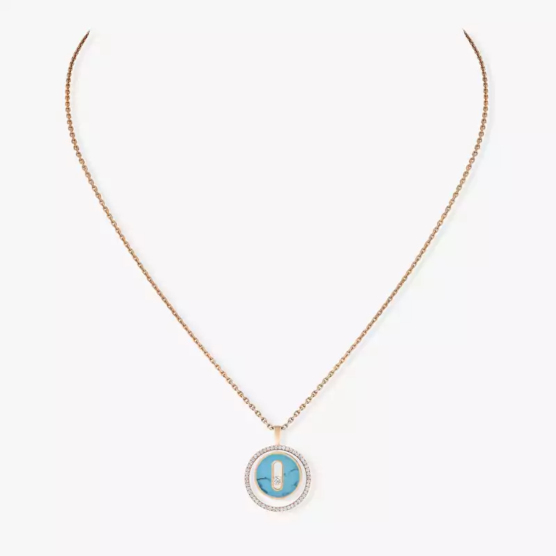 Turquoise Lucky Move SM Necklace Pink Gold For Her Diamond Necklace 11649-PG