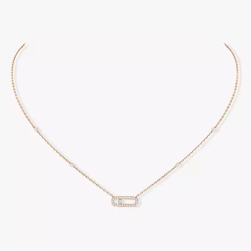 Necklace For Her Pink Gold Diamond Move Uno Pavé 04708-PG