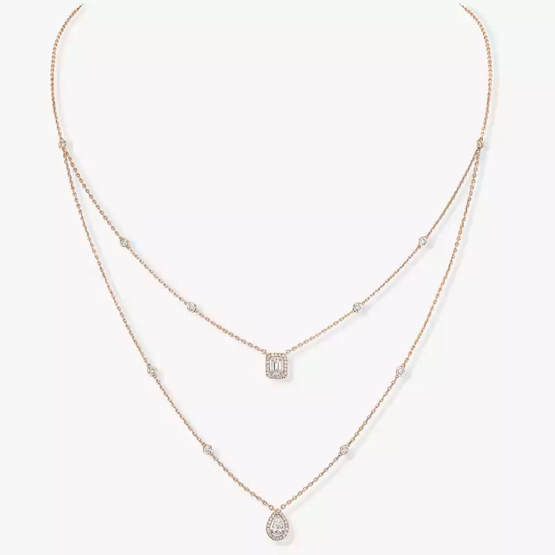Collier Femme Or Rose Diamant My Twin 2 Rangs 06506-PG
