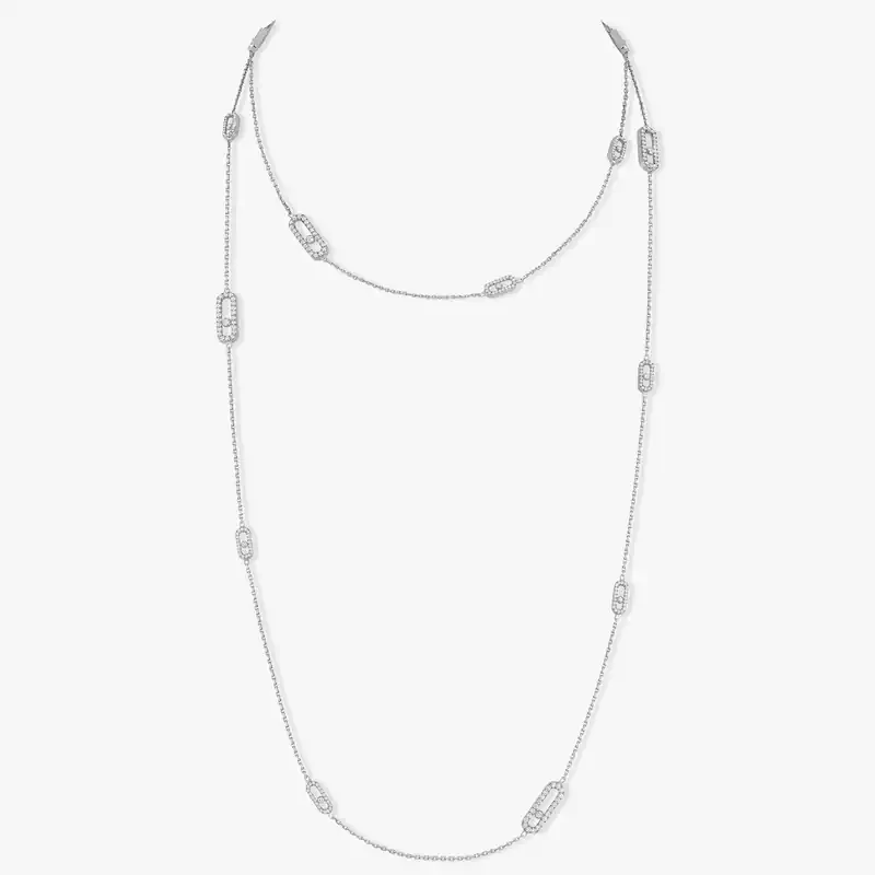 Necklace For Her White Gold Diamond Move Uno Long Necklace 11324-WG