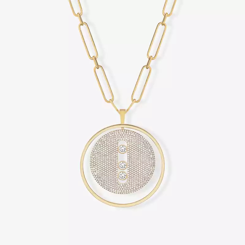 Lucky Move Long Necklace Pavé LM Yellow Gold For Her Diamond Necklace 10127-YG