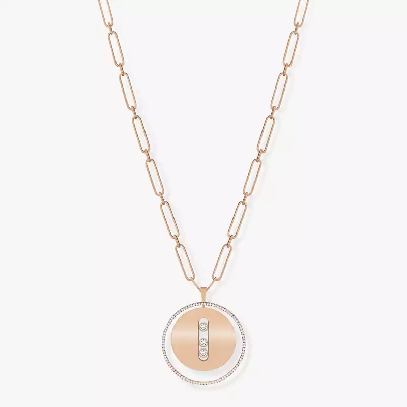 Lucky Move Long Necklace LM Pink Gold For Her Diamond Necklace 10126-PG