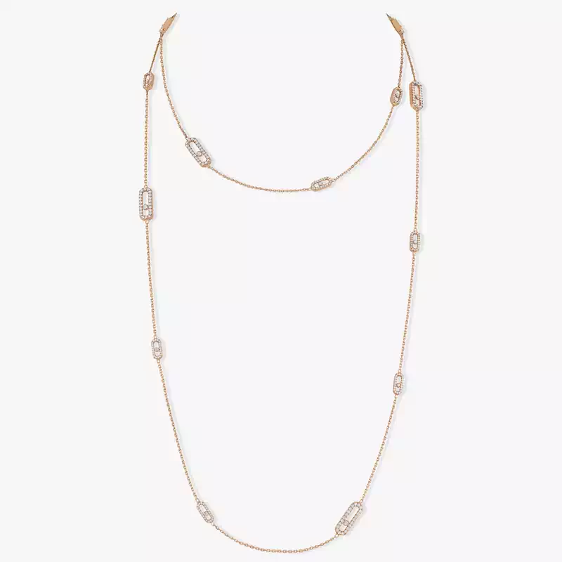 Move Uno Long Necklace Pink Gold For Her Diamond Necklace 11324-PG
