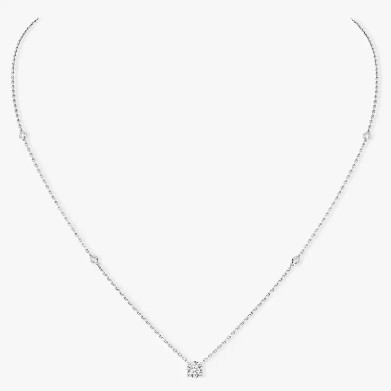 قلادة امرأة ذهب أبيض الماس Solitaire Brillant 08571-WG
