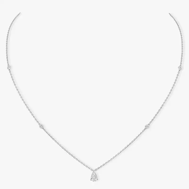 قلادة امرأة ذهب أبيض الماس Solitaire Poire  08017-WG