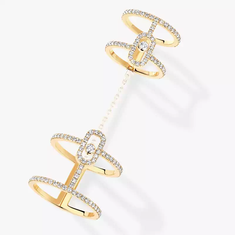 Ring For Her Yellow Gold Diamond Move Uno Double 12857-YG
