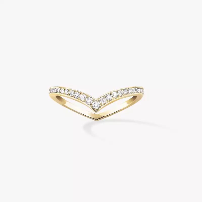 Кольцо Для нее Желтое золото Бриллиантами Обручальное кольцо Fiery Pavée 12088-YG