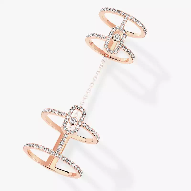 Ring For Her Pink Gold Diamond Move Uno Double 12857-PG