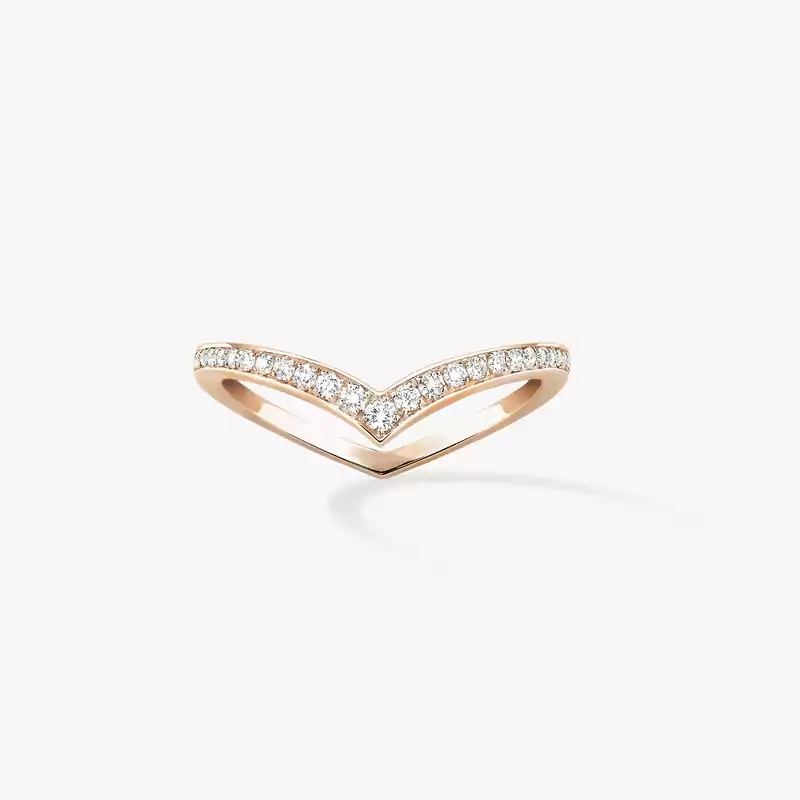 Fiery Diamond Pavé Wedding Ring Pink Gold For Her Diamond Ring 12088-PG