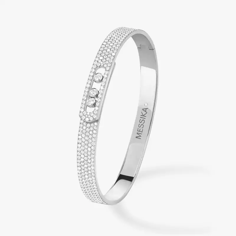 Bracelet For Her White Gold Diamond Move Noa Full Pavé Bangle 12722-WG