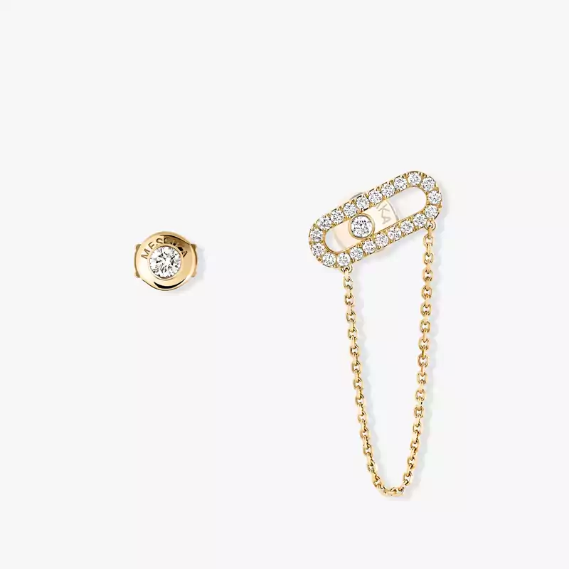 Earrings For Her Yellow Gold Diamond Move Uno Chain and Stud earrings 12146-YG