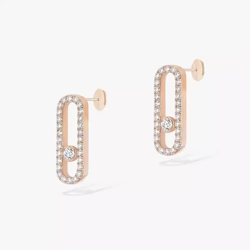 Move Uno Diamond Pavé Earrings Pink Gold For Her Diamond Earrings 12183-PG