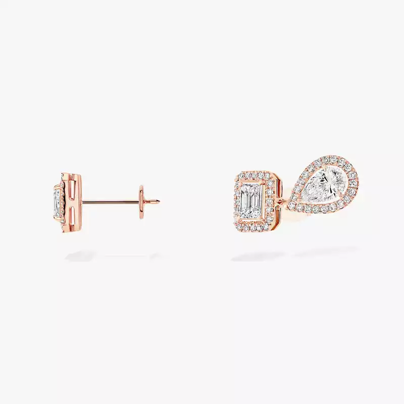 My Twin 1+2 0.20 ct x3 Pink Gold For Her Diamond Earrings 12886-PG