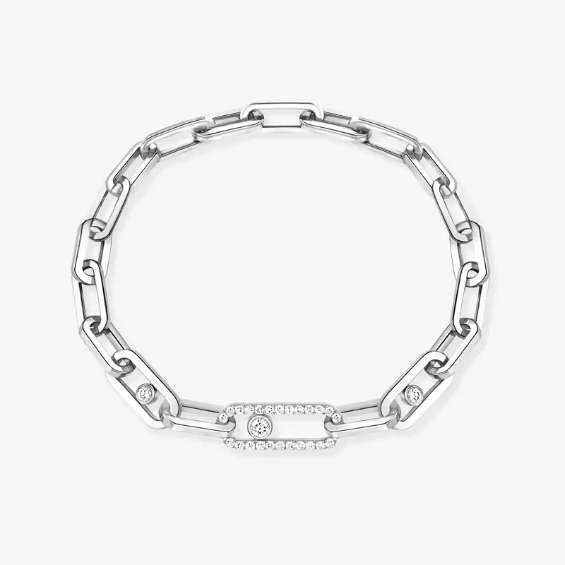 Bracelet Femme Or Blanc Diamant Move Link 12576-WG