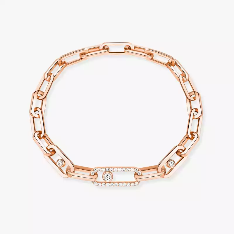 Bracelet For Her Pink Gold Diamond Move Link 12576-PG