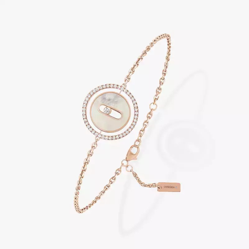 Bracelet For Her Pink Gold Diamond Lucky Move SM White Mother-of-Pearl 11653-PG