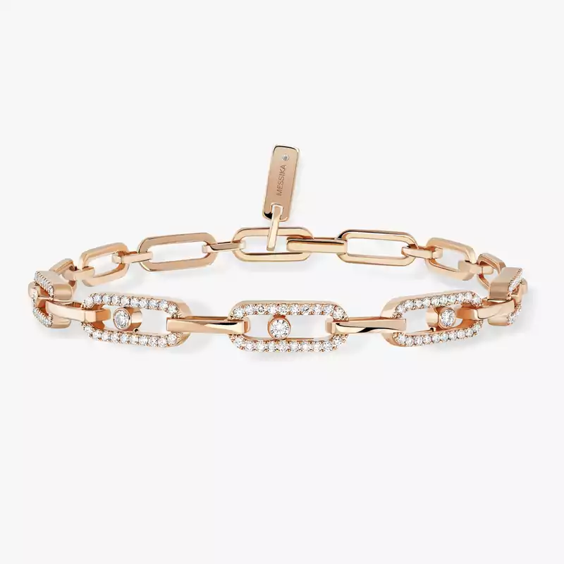 Bracelet For Her Pink Gold Diamond Move Link Multi 12187-PG