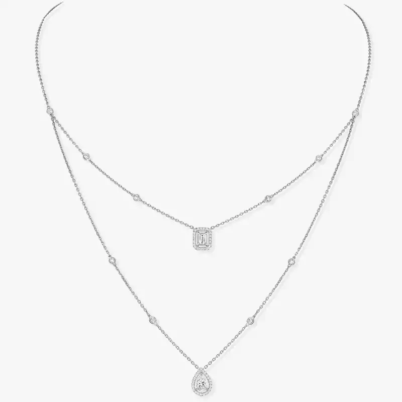 My Twin 2-Row 0.40 ct x 2 White Gold For Her Diamond Necklace 12966-WG