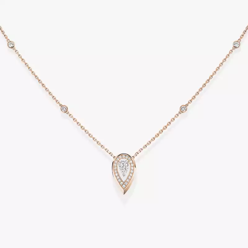 Fiery 0.10ct Pink Gold For Her Diamond Necklace 12611-PG