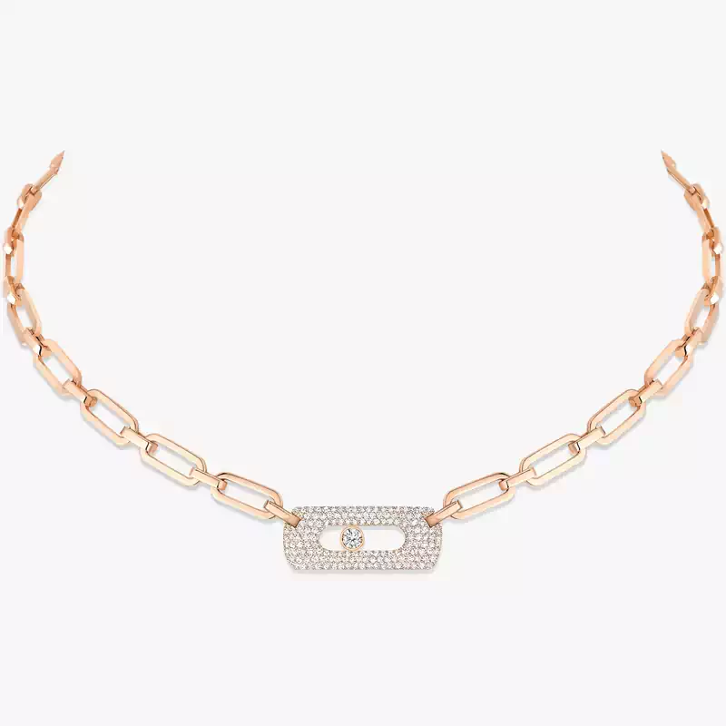Move Link Necklace White Gold For Her Diamond Necklace 12095-WG