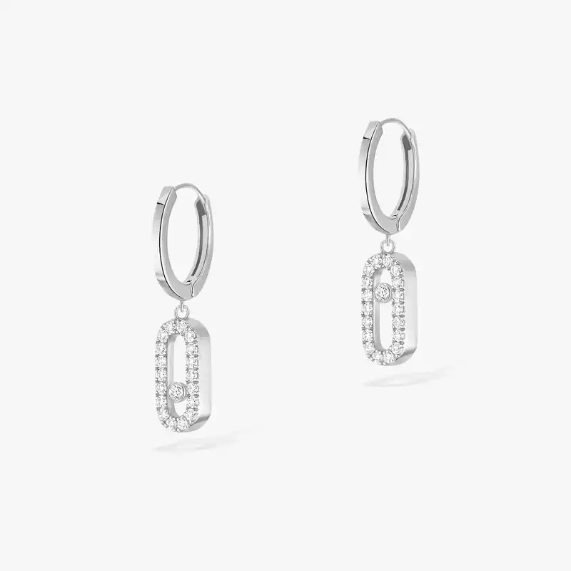 Earrings For Her White Gold Diamond Move Uno Hoop Earrings 12037-WG