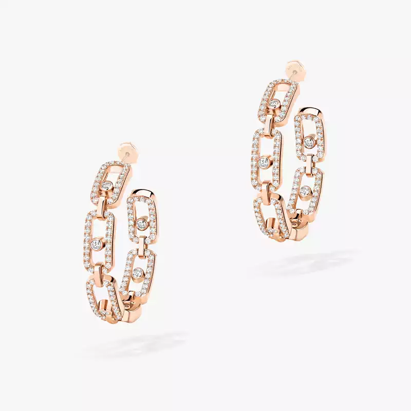 Move Link SM Hoop Earrings Pink Gold For Her Diamond Earrings 12716-PG