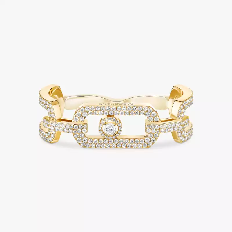 Кольцо Для нее Желтое золото Бриллиантами Кольцо на 2 пальца So Move с бриллиантовым паве 13185-YG
