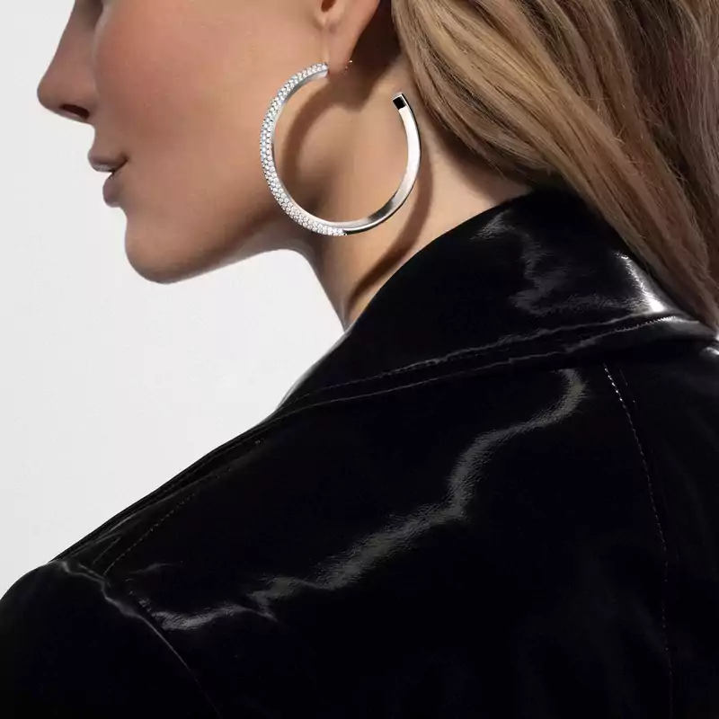 Divine Enigma LM hoop earrings White Gold For Her Diamond Earrings 12514-WG